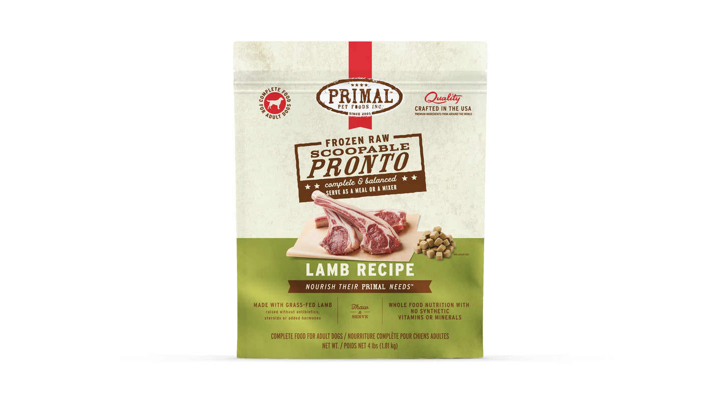 Primal Pronto Dog Raw Lamb 4lbs.