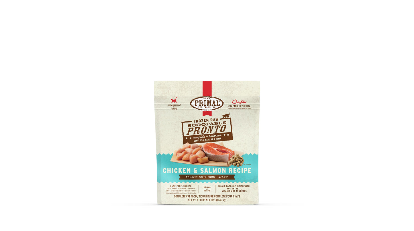 Primal Pronto Cat Raw Chicken & Salmon 1lb.