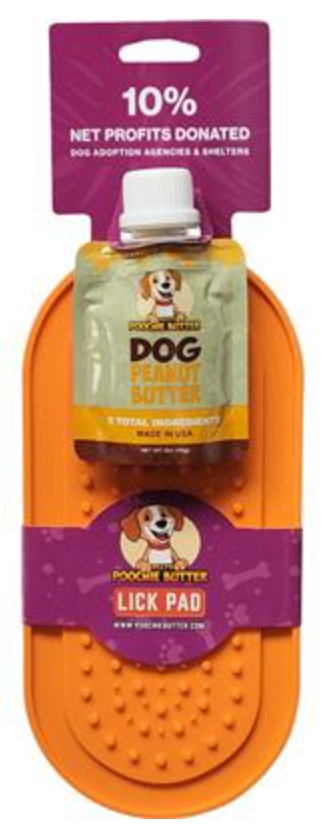Poochie Peanut Butter Oval Lick Pad With Suction Cups + 2 oz PB