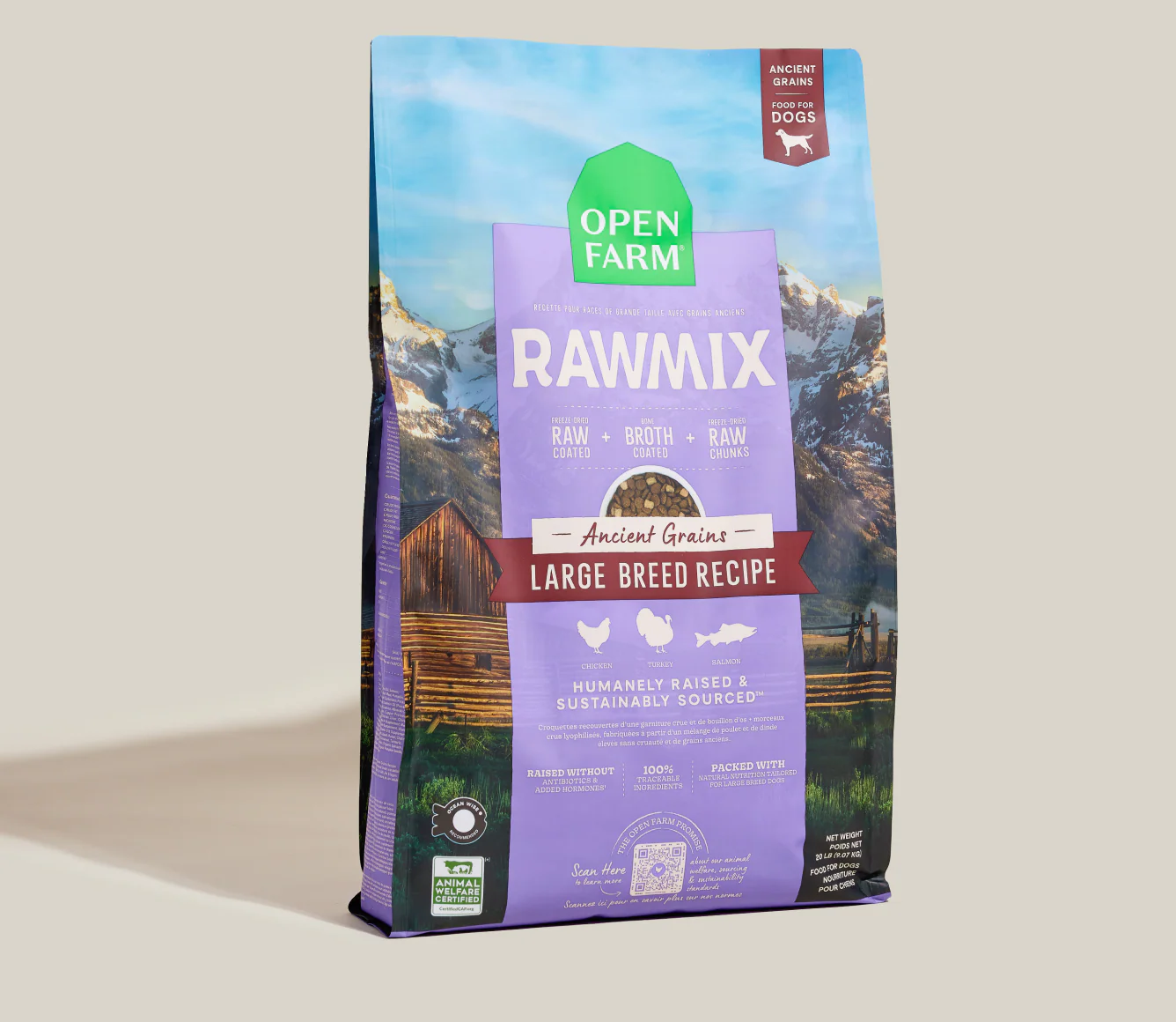 Open Farm Raw Mix Ancient Grain Large Breed 20 lb