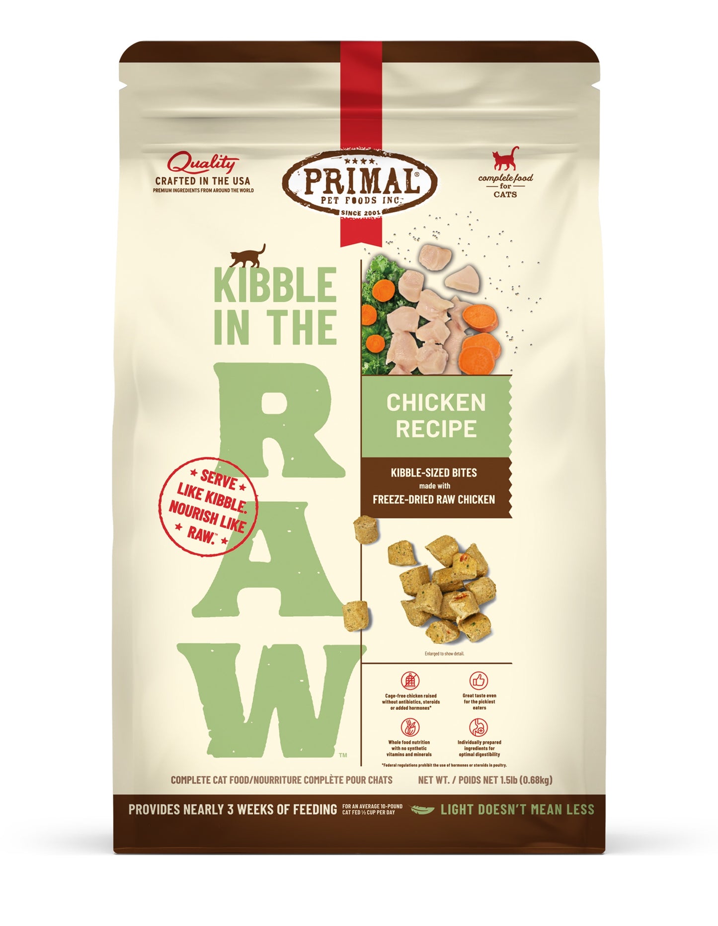 Primal Cat Kibble in the Raw Chicken