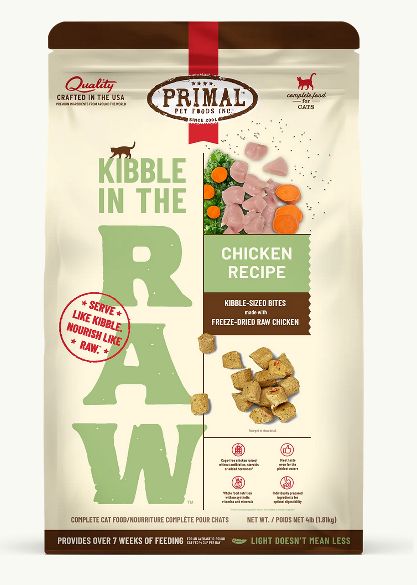 Primal Cat Kibble in the Raw Chicken