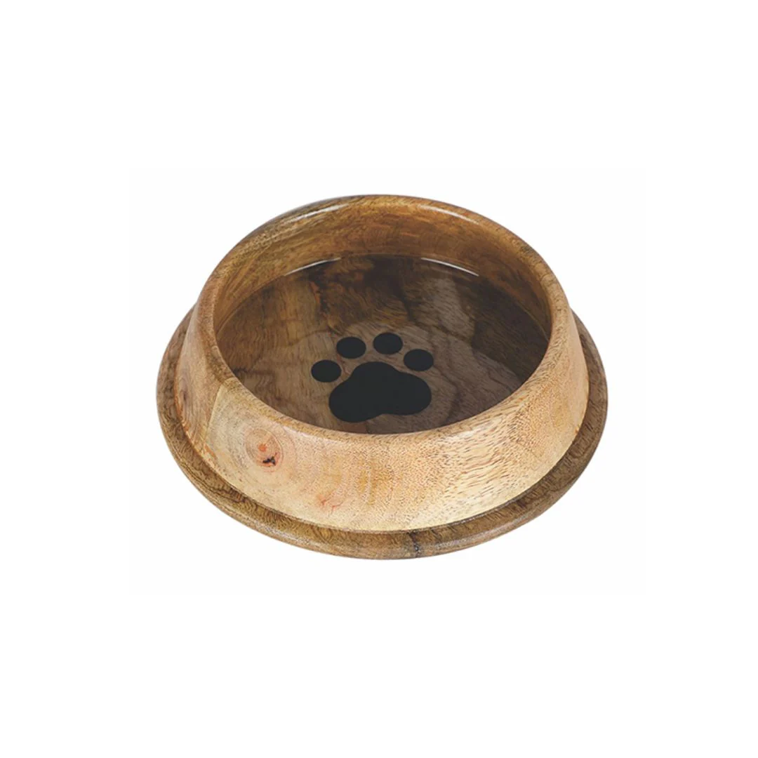 Advanced Pet Product Non-Skid Wooden Paw Print Bowl