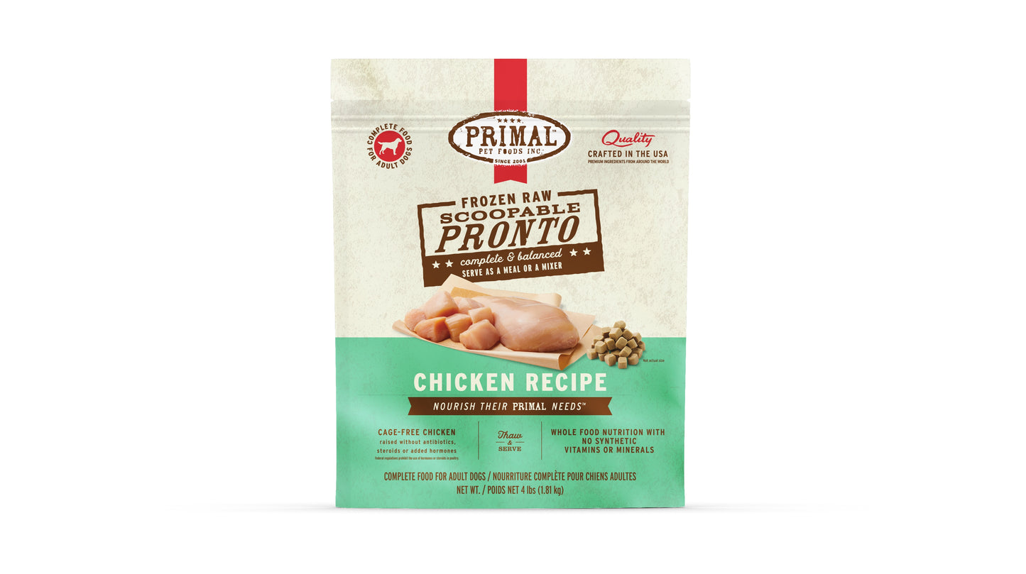 Primal Pronto Dog Raw Chicken 4lbs.