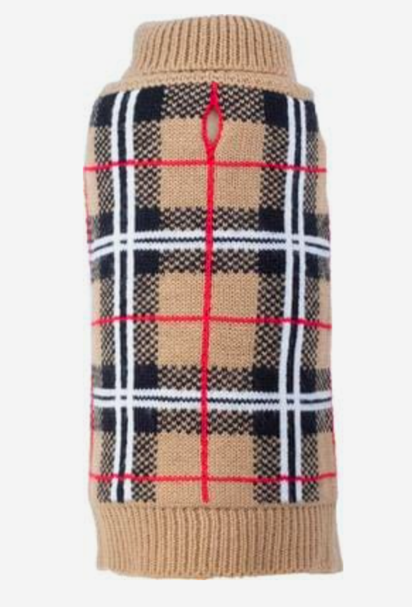 The Worthy Dog Tan Plaid Sweater