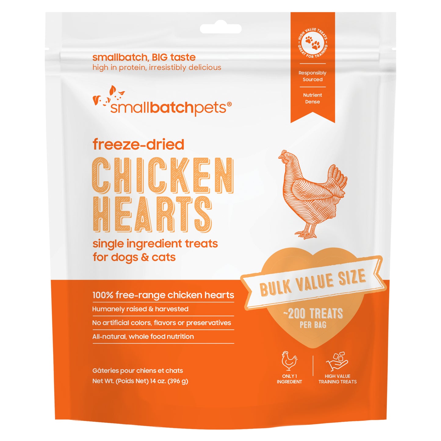 Small Batch Freeze Dried Chicken Hearts 3.5 oz.