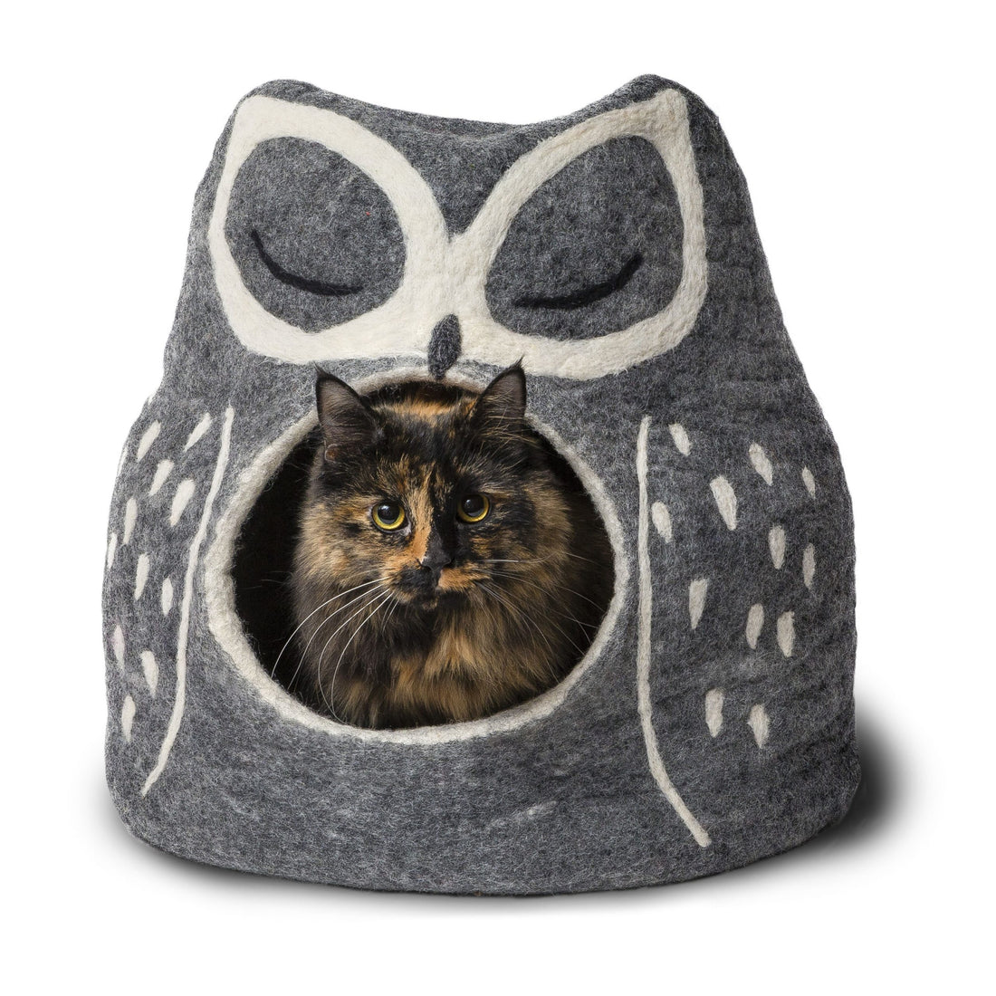 Karma Cat Wool Pet Cave Grey Owl