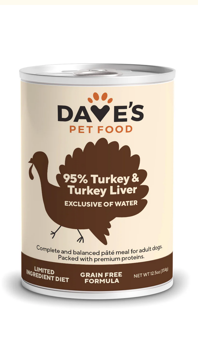 Dave's Pet Food Premium 95% Turkey & Turkey Liver