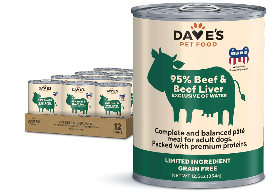 Dave's Pet Food Premium 95% Beef & Beef Liver