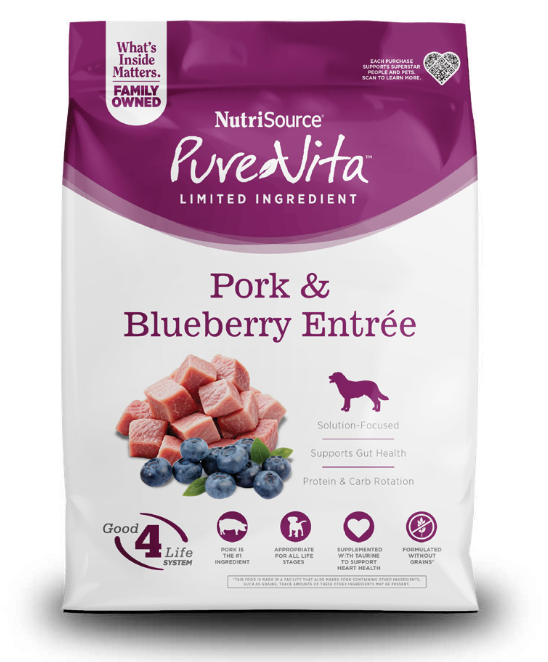 Pure Vita Grain-Free Pork & Blueberry Formula