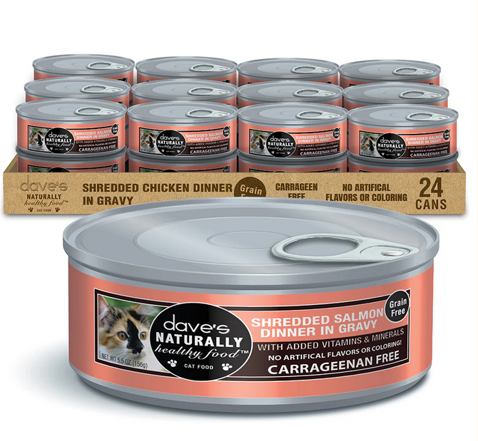 Dave's Pet Food Naturally Healthy Shredded Salmon in Gravy