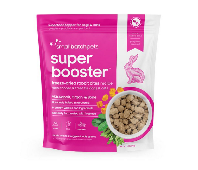 Small Batch Dog Super Booster Freeze Dried Rabbit Bites 7oz.