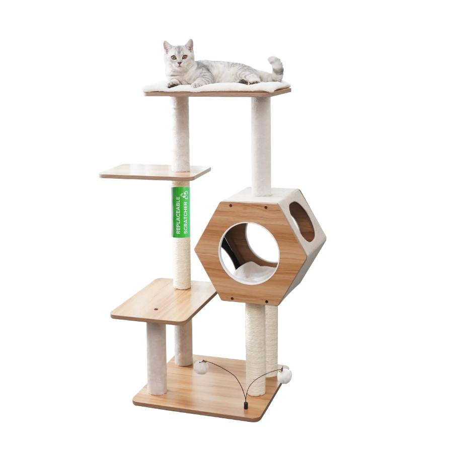 PetPals Wagon Style Wooden Cat Tower