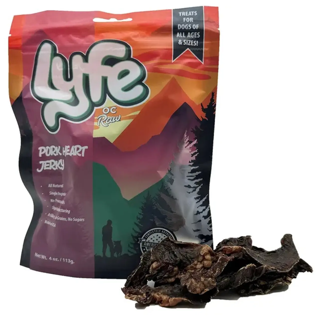 OC Raw Lyfe Pork Heart Jerky 4 oz