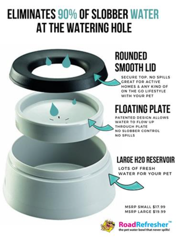 Road Refresher Non-Spill/Slobber Water Bowl