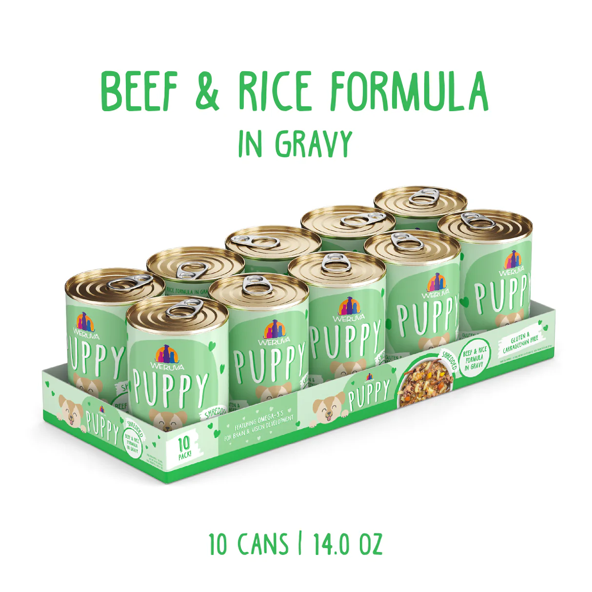 Weruva Puppy Shredded Beef & Rice in Gravy
