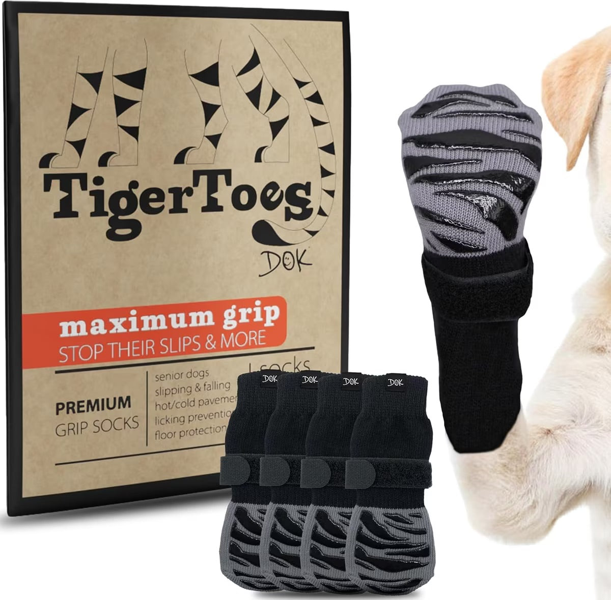 Tiger Toes Anti-Slip Dog Socks