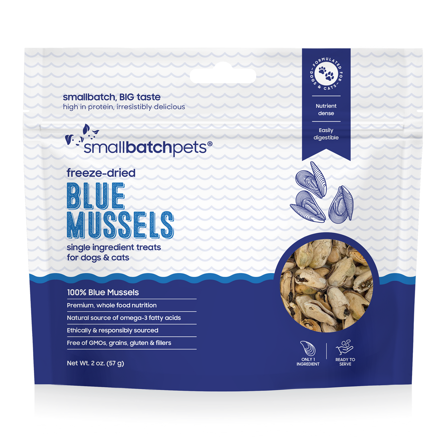 Small Batch Freeze Dried Blue Mussels 2 oz