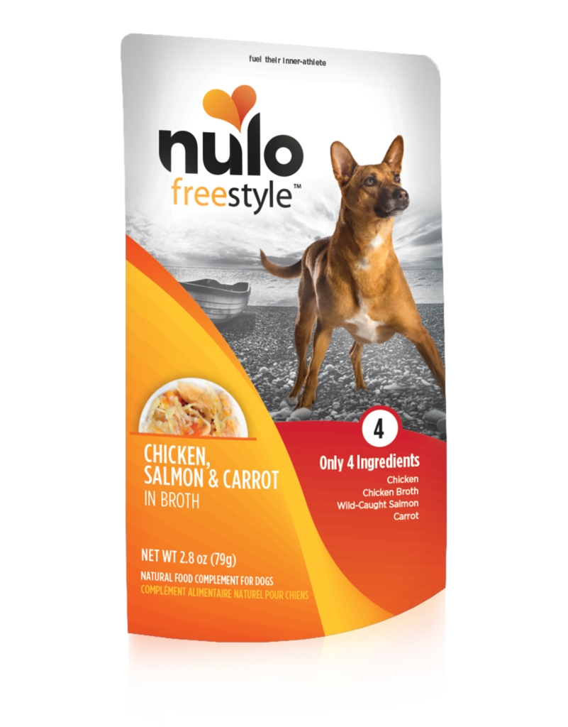 Nulo Chicken, Salmon & Carrot Dog Pouch in Broth