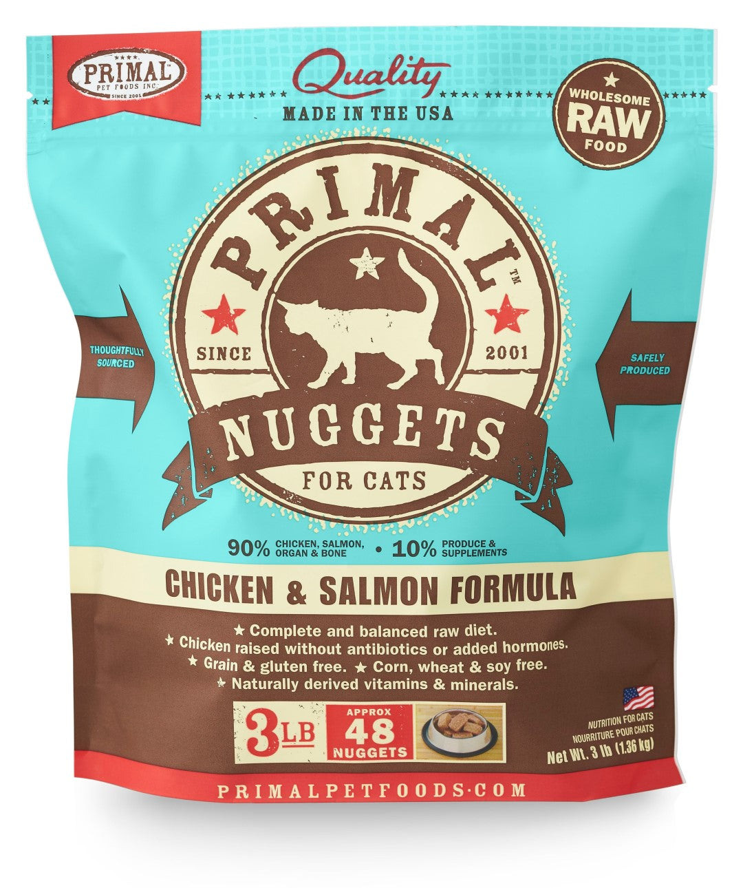Primal Cat Raw Chicken & Salmon Nuggets 3lbs.