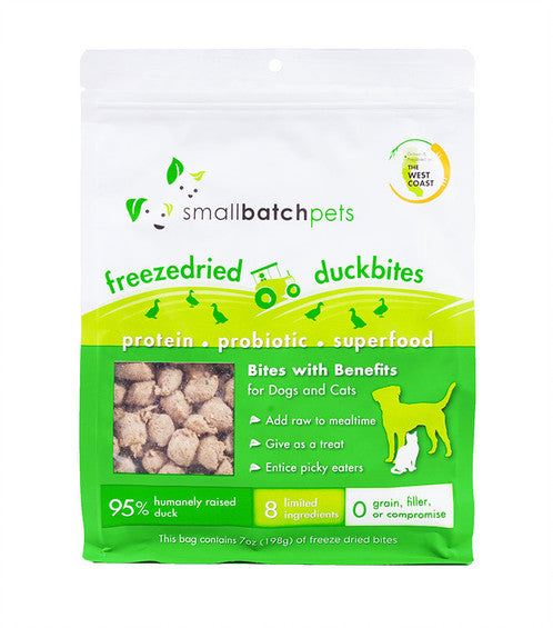 Small Batch Dog Super Booster Freeze Dried Duck Bites 7oz.