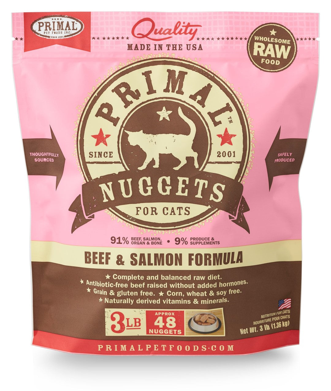 Primal Cat Raw Beef & Salmon Nuggets 3lbs.