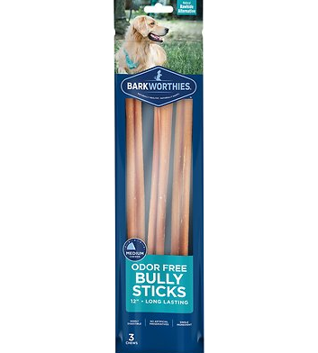 Barkworthies Odor Free Bully Sticks 12" 3 Pack
