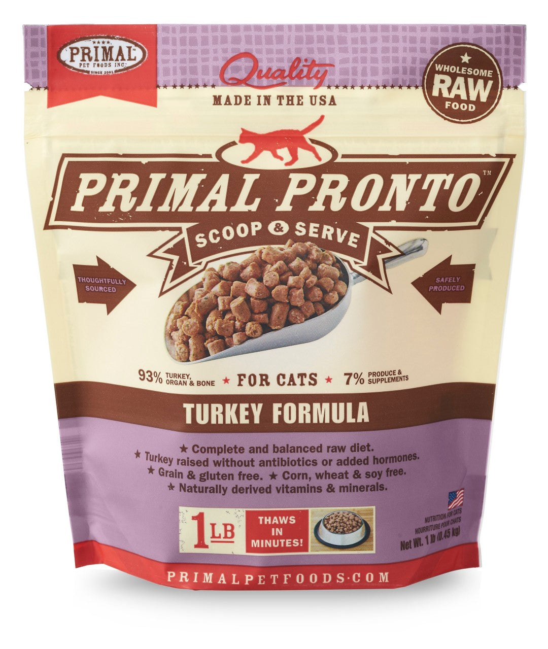 Primal Pronto Cat Raw Turkey 1lb.