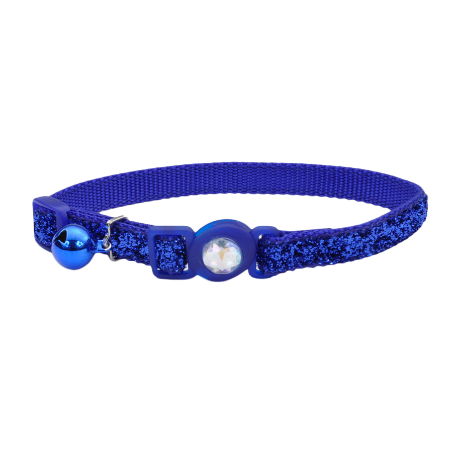 Coastal Safe Cat Jeweled Buckle Adjustable Breakaway Cat Collar with Glitter Overlay