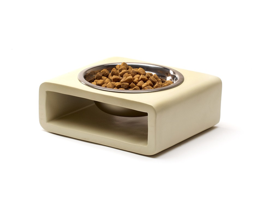 Unleashed White Modern Dog Feeder Small