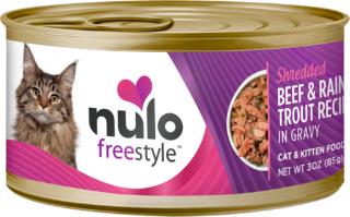 Nulo Cat Grain-Free Shredded Beef & Rainbow Trout in Gravy