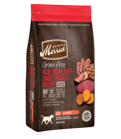 Merrick Grain-Free Real Bison, Beef & Sweet Potato Merrick Grain-Free Real Bison, Beef & Sweet Potato