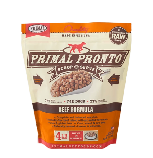 Primal Pronto Dog Raw Beef 4lbs.