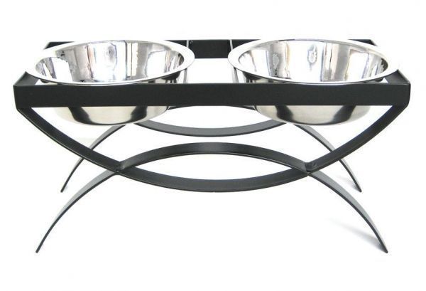 Pets Stop Moretti Double Diner Elevated Dog Feeder Bowl S / Black