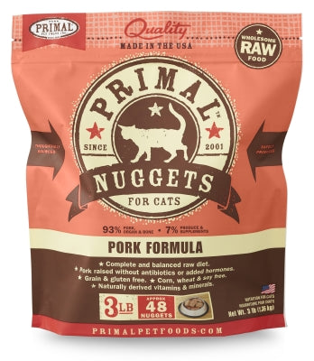 Primal Cat Raw Pork Nuggets 3lbs.