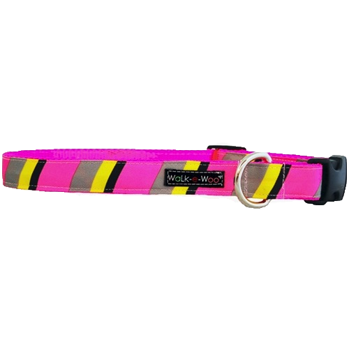 Walk-e-Woo Pink & Grey Stripes Collar