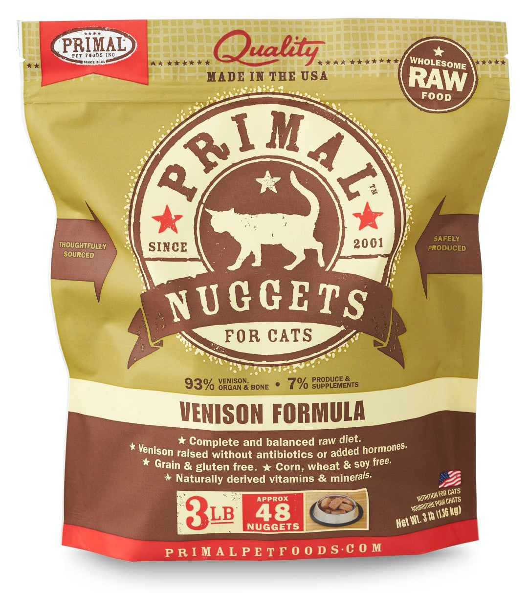 Primal Cat Raw Venison Nuggets 3lbs.