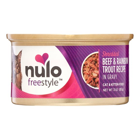 Nulo Cat Grain-Free Shredded Beef & Rainbow Trout in Gravy