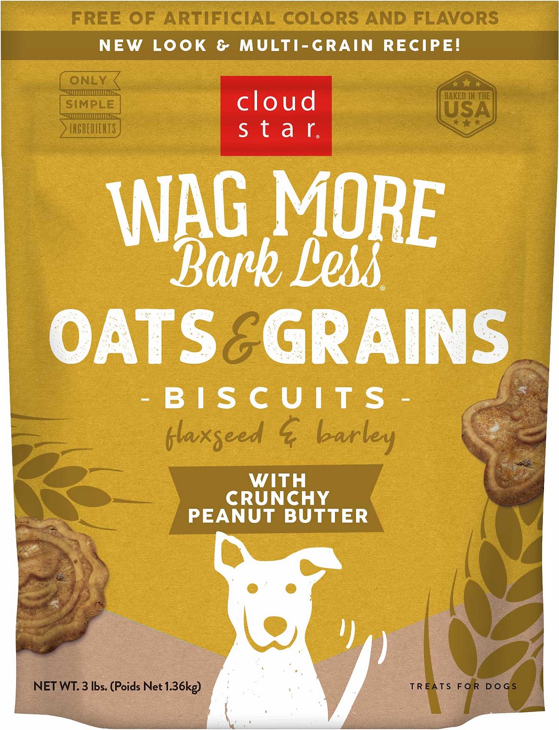 Cloud Star Wag More Bark Less Oats & Grains Biscuits with Crunchy Peanut Butter