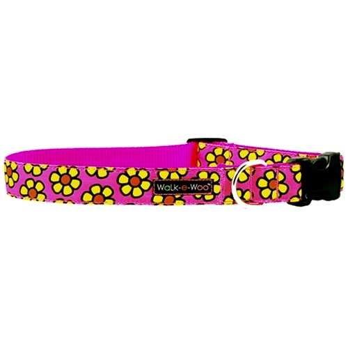 Walk-e-Woo Yellow Daisies on Pink Collar