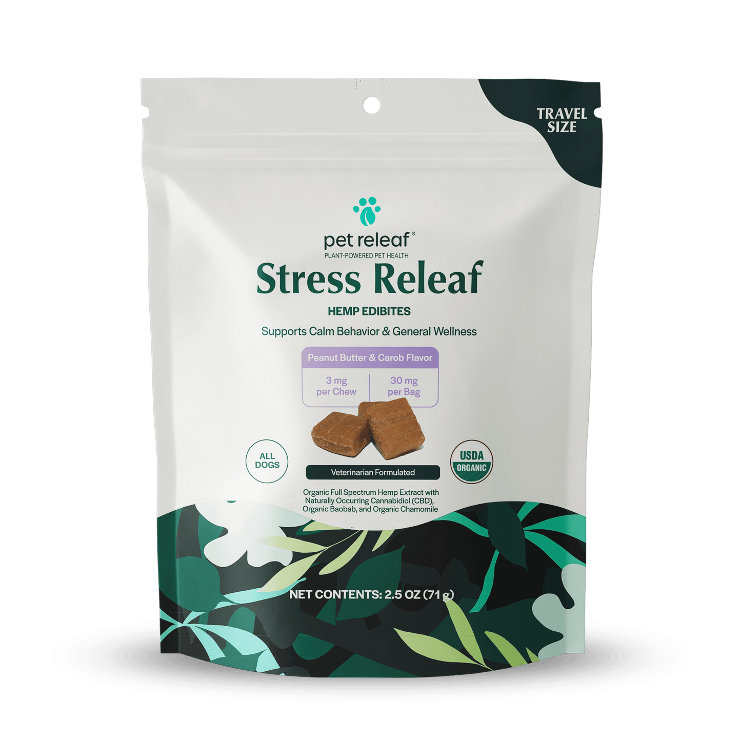 Pet Releaf Stress Releaf Edibites Peanut Butter & Carob