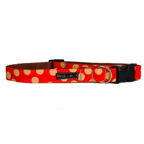 Walk-e-Woo Tan Dots on Red Collar
