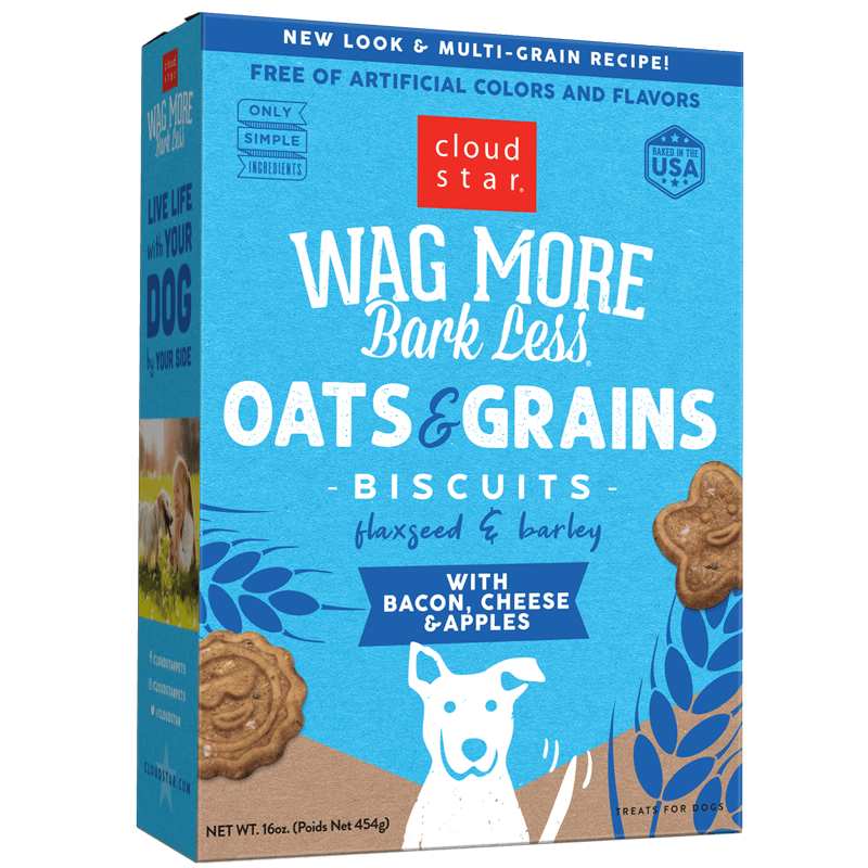 Cloud Star Wag More Bark Less Oats & Grains Biscuits with Bacon, Cheese & Apples