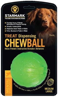 Starmark Treat Dispensing Chew Ball Dog Toy, Medium