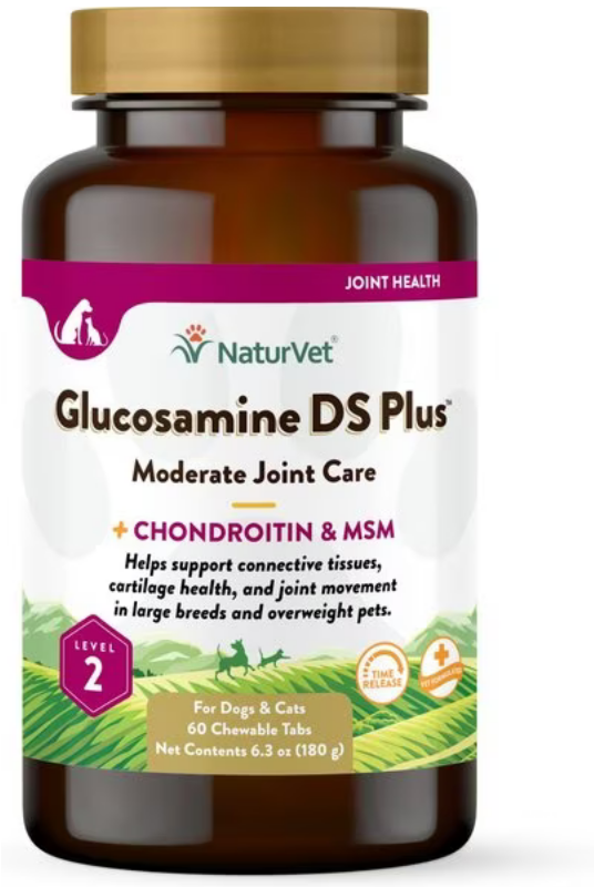 NaturVet Glucosamine DS Plus Tabs Level 2 Moderate Care 60ct