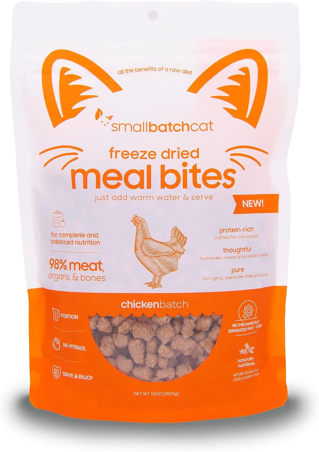 Small Batch Cat Freeze Dried Meal Bites Chicken 10 oz.