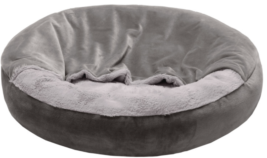 Fur Haven Wave Fur & Velvet Hooded Donut Pet Bed