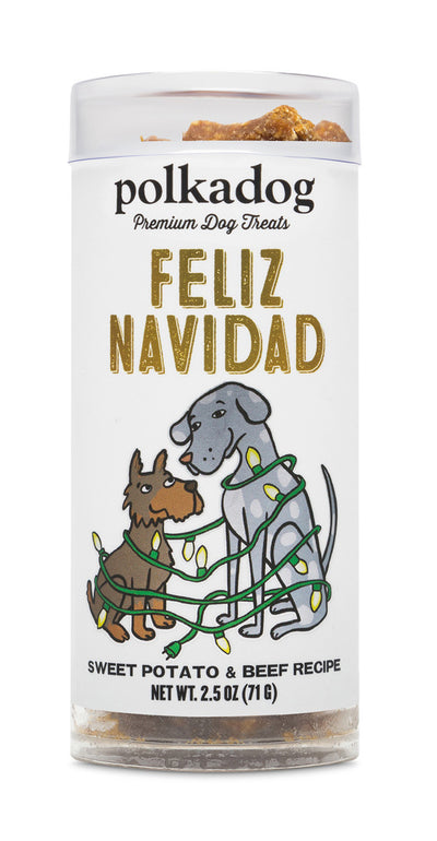 PolkaDog Feliz Navidad Sweet Potato & Beef Mini Tube 2.5 oz