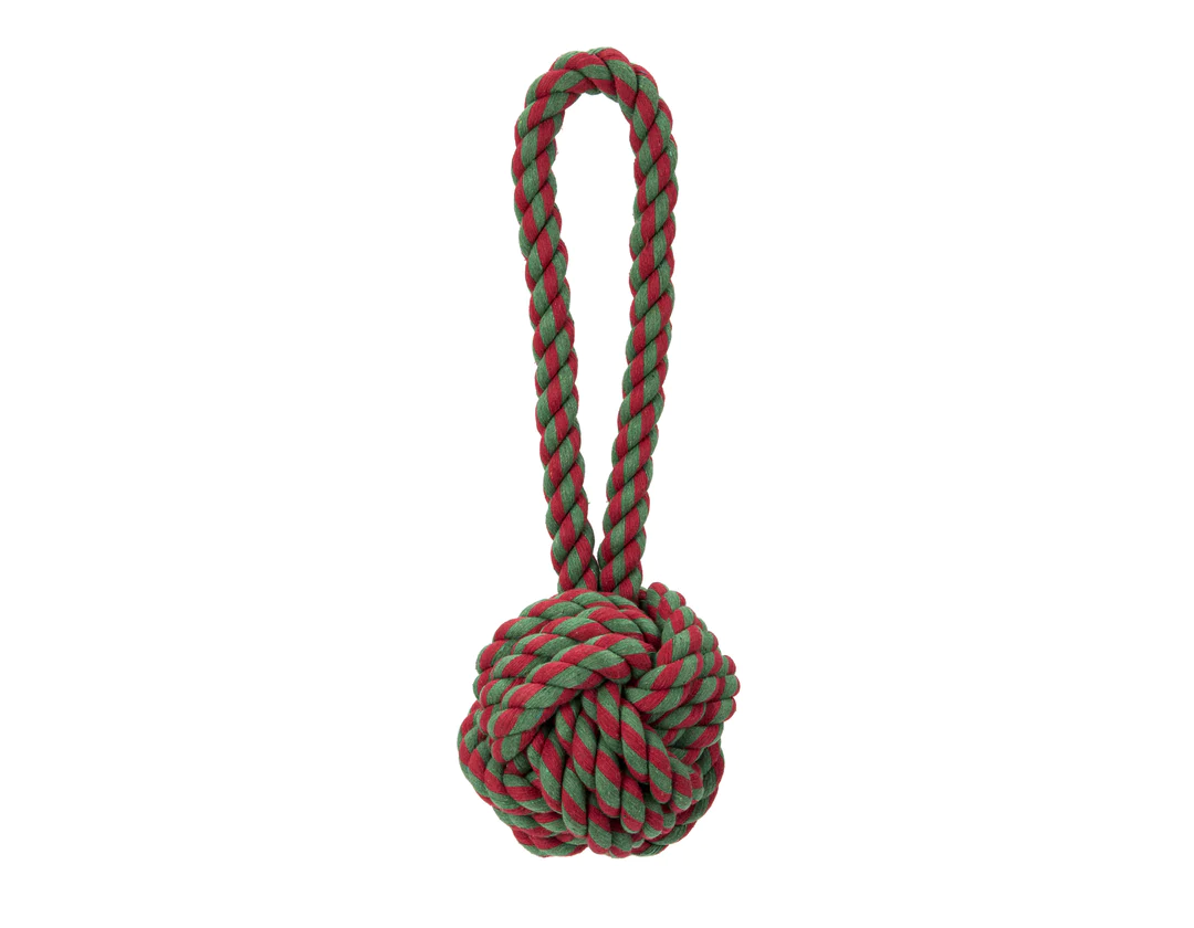 Jax & Bones Holiday Red & Green Knot Rope Toy 6"