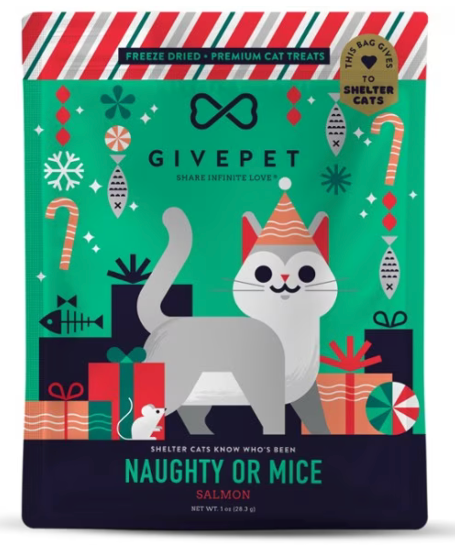 Givepet Naughty or Mice Salmon Freeze Dried Cat Treats 1 oz
